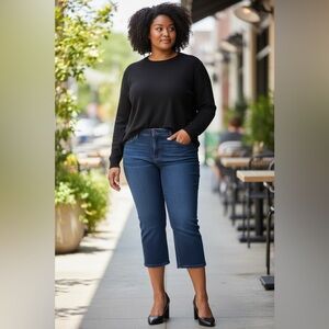 Jennifer Lopez Deep Blue Relaxed Jean Capri Pants